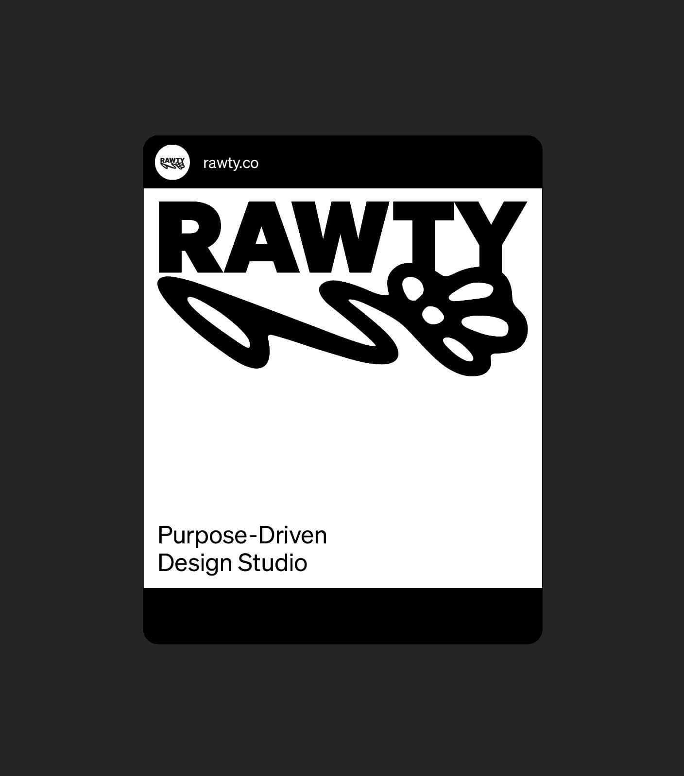 An instagram post by RAWTY showing the logo and the subline 